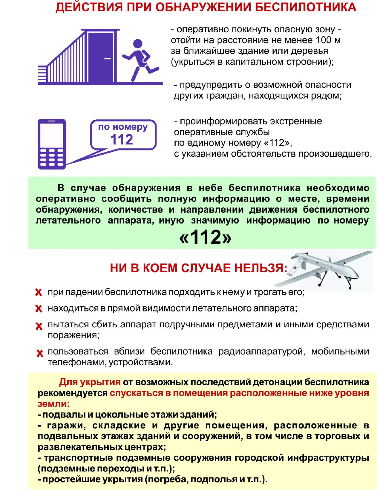 Действия при обнаружении беспилотника.